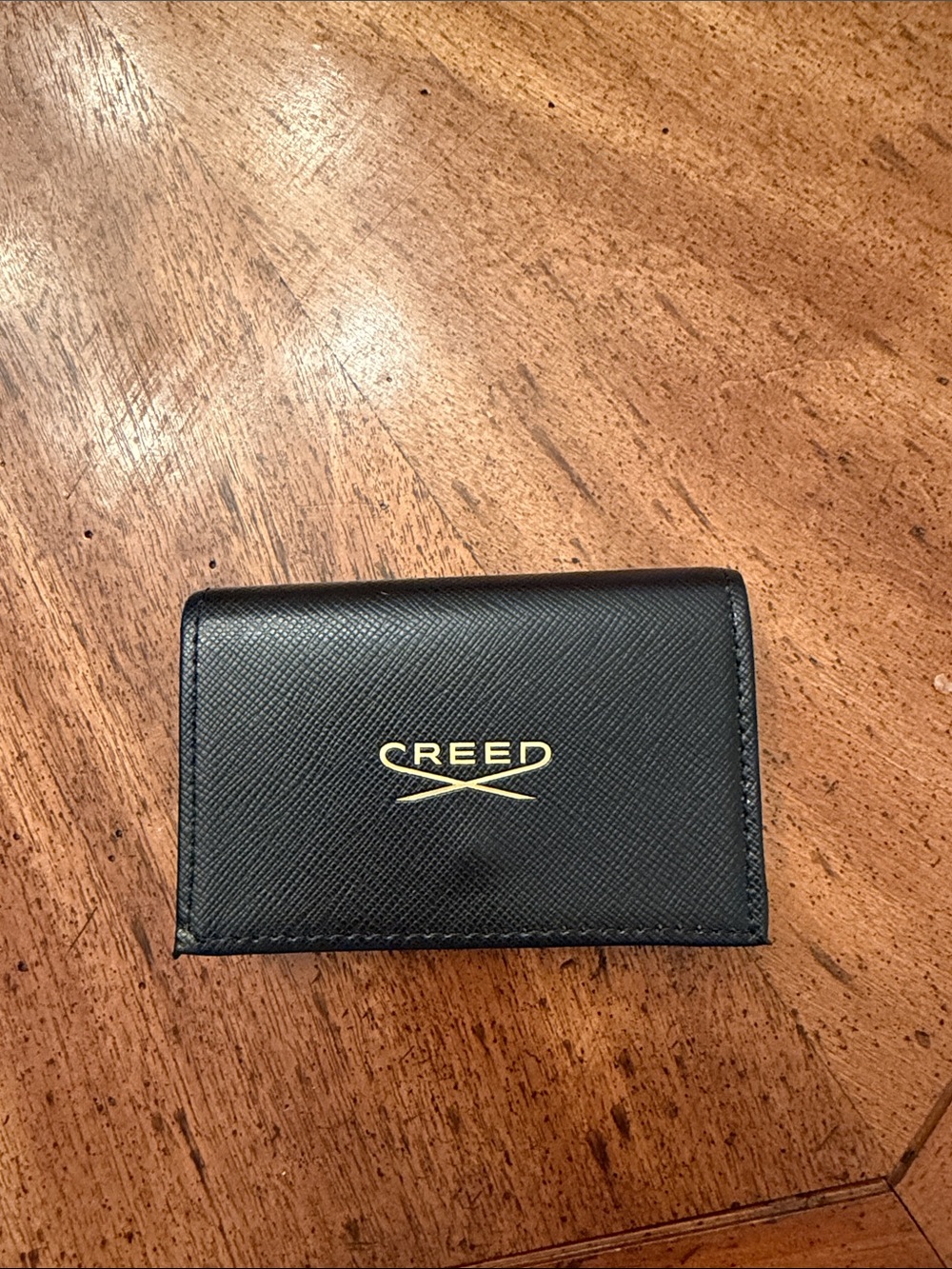 Creed Black Leather Card & Key Holder with Gold Logo